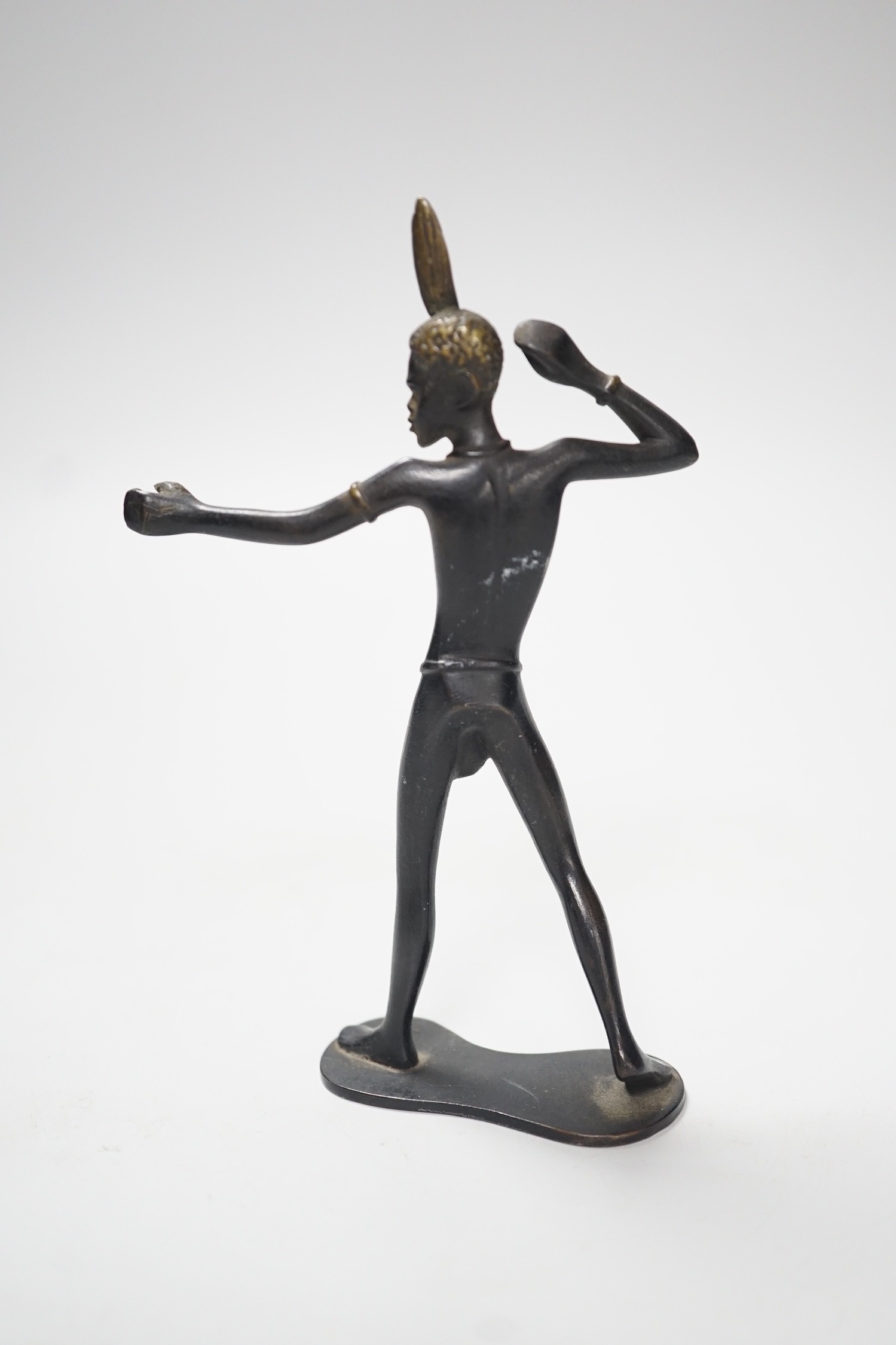 An Austrian patinated bronze figure of a tribesman by Richard Rohac, 13.4cm